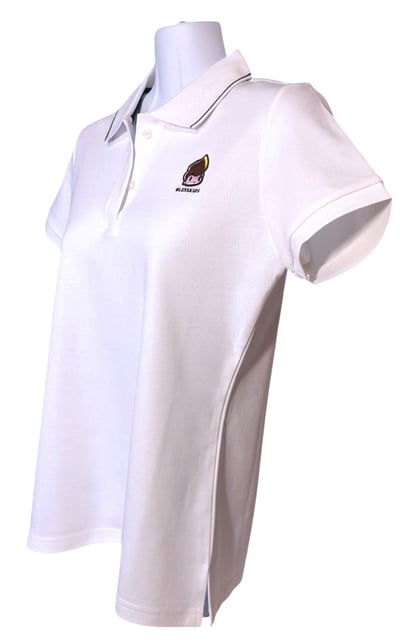 小八將logo-質感臂繡款-POLO衫-女-白色2