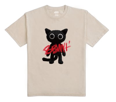 黑貓布偶-勇敢貓T恤 (Be Brave Cat t-shirt) 復古洗舊oversize1