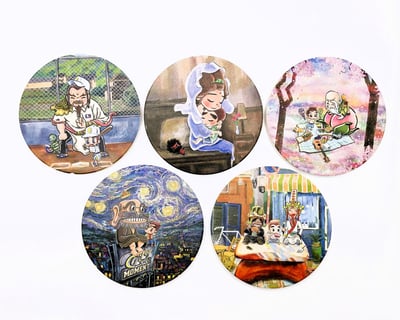 小八將陶瓷吸水杯墊－玄天上帝與小八將打棒球款3