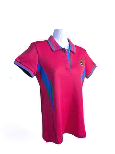 小八將logo-靚漾修身款-POLO衫-女-桃紅色3