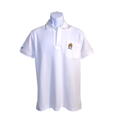 小八將logo-質感臂繡款-POLO衫-男-白色1