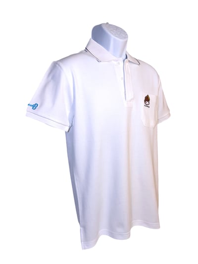 小八將logo-質感臂繡款-POLO衫-男-白色2