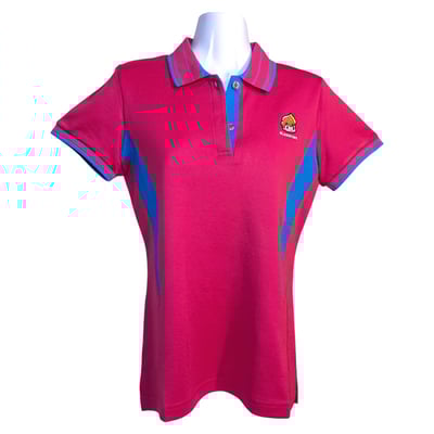 小八將logo-靚漾修身款-POLO衫-女-桃紅色1