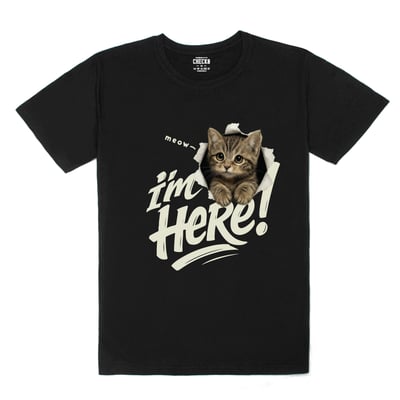 【洞洞貓】I'm HeRe!虎斑貓Ｔ恤1