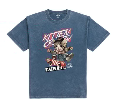 滑板貓 復古洗舊oversizeT恤2