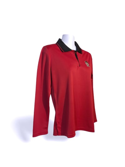 小八將-竹碳纖維長袖POLO衫-女版-紅色_M3