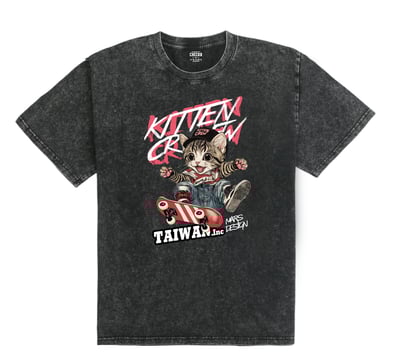 滑板貓 復古洗舊oversizeT恤1