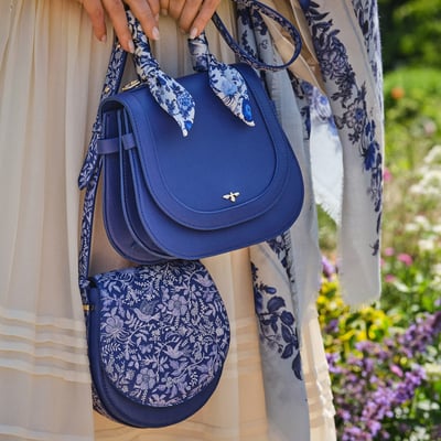 Fable England 藍花卉手提馬鞍包1