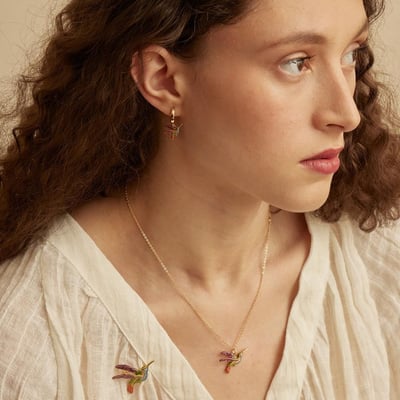 Fable England 蜂鳥彩繪耳環1