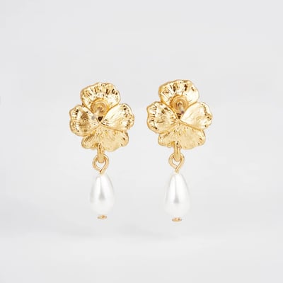 Fable England 三色堇珍珠耳環5