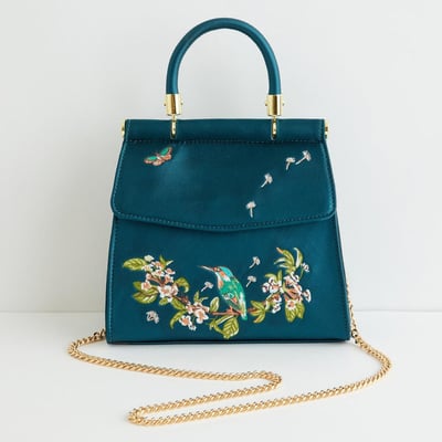 Fable England 翠鳥刺繡托特包2