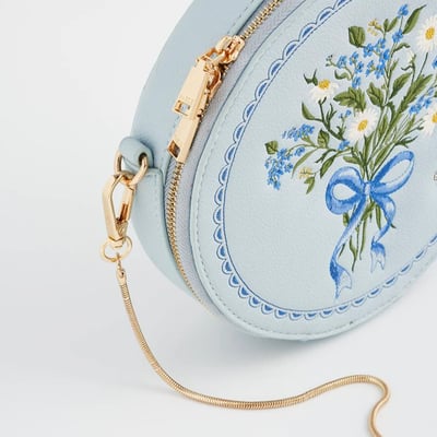 Fable England 藍花束刺繡圓形包4