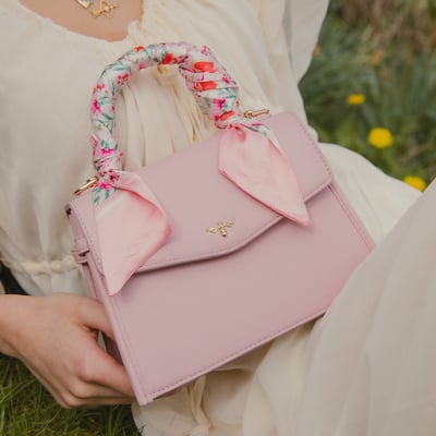 Fable England 粉色絲巾托特包1