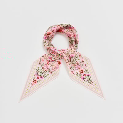 Fable England 花卉愛心三角絲巾2