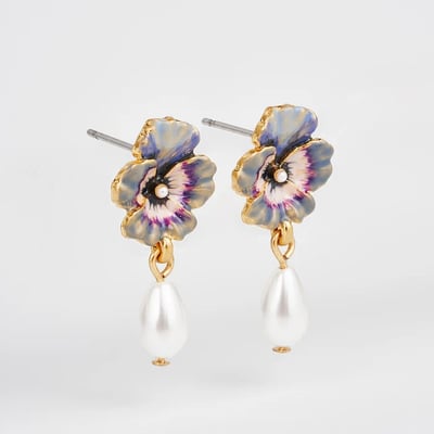 Fable England 三色堇珍珠耳環4