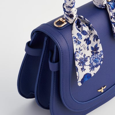 Fable England 藍花卉手提馬鞍包4