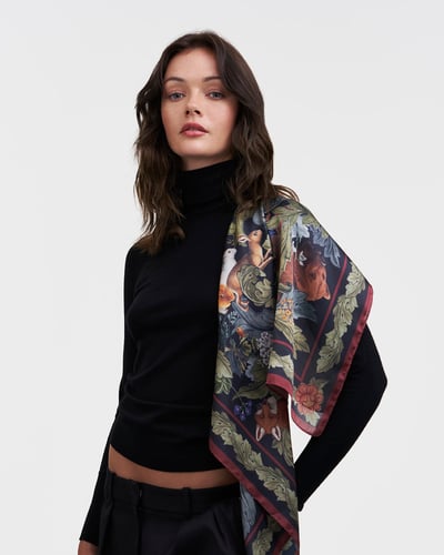 Fable England 冬季綠影絲巾2