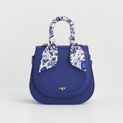 Fable England 藍花卉手提馬鞍包2