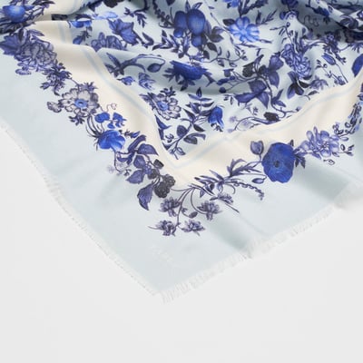 Fable England 藍調花卉絲巾4