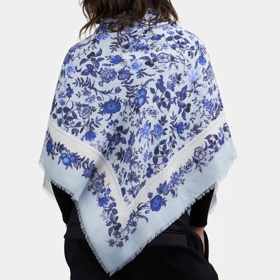 Fable England 藍調花卉絲巾2