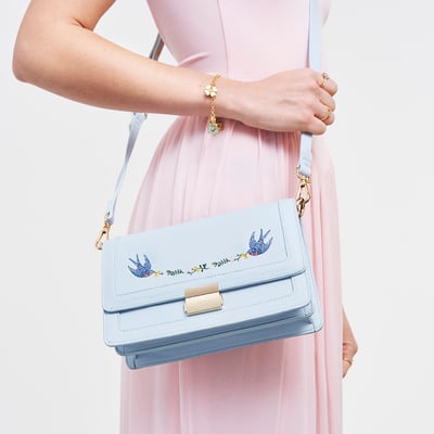 Fable England 藍羽刺繡斜背包8