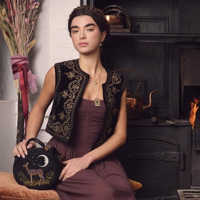 Fable England 鹿與月亮刺繡馬鞍包7