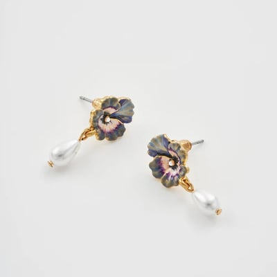 Fable England 三色堇珍珠耳環3