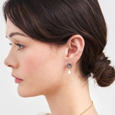 Fable England 三色堇珍珠耳環2