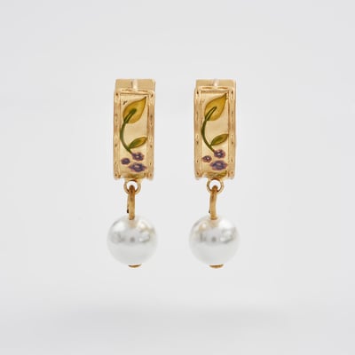 Fable England 黑莓荊棘珍珠耳環1