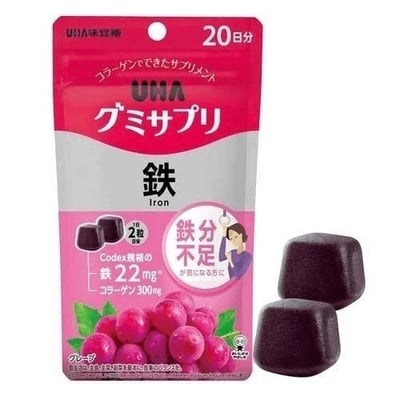 日本 UHA 味覺營養補充軟糖➖補鐵 葡萄口味 20日分 40粒1