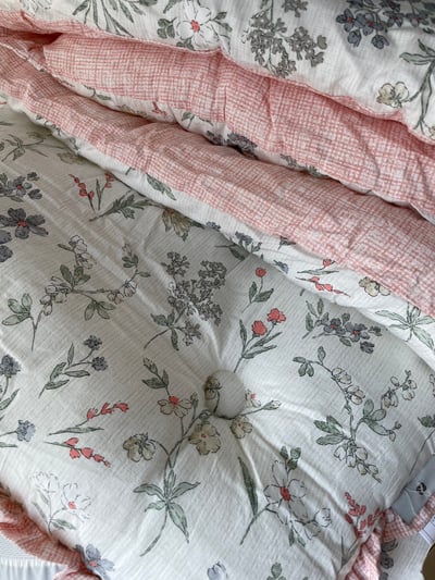 【賠本出清/韓國廣藏棉被】秋意花開 莫代爾 雙面-秋花/粉格-四季被4