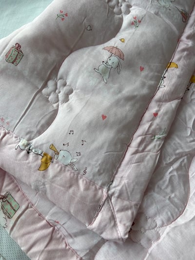 【賠本出清/韓國廣藏棉被】氣球兔兔-寶寶被(粉)2