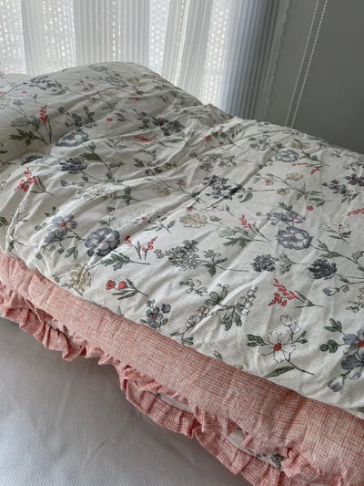 【賠本出清/韓國廣藏棉被】秋意花開 莫代爾 雙面-秋花/粉格-四季被6