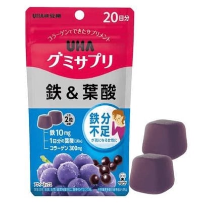日本  UHA 味覺糖 鐵+葉酸 軟糖 20日 40粒1