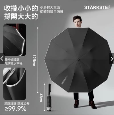 STÄRKSTE德藝機能環扣反向折疊兩用傘2