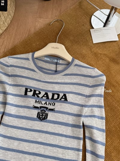 prada冰絲條紋上衣8