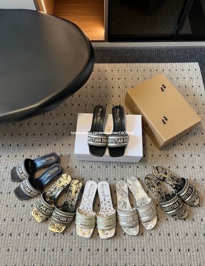 Dior刺繡高跟拖鞋1