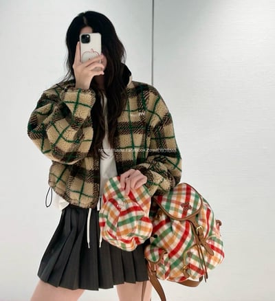 Miu Miu格紋泰迪後背包5