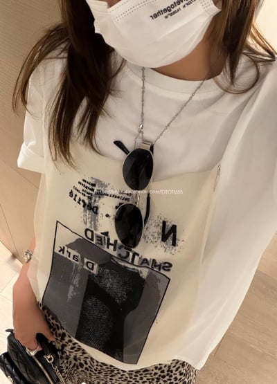 網紗印花短袖T 1