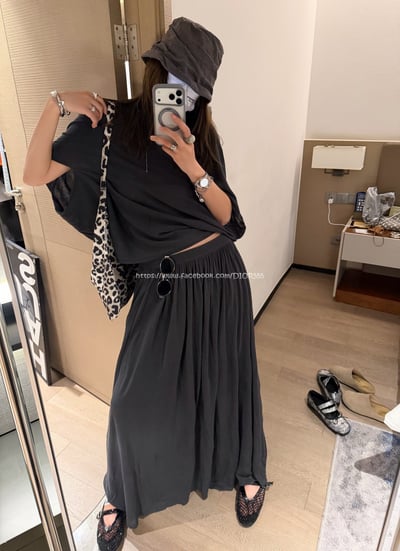 天絲亞麻長裙套裝(上衣+長裙)10