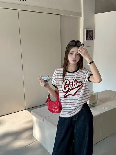 Celine竹節棉麻條紋T5