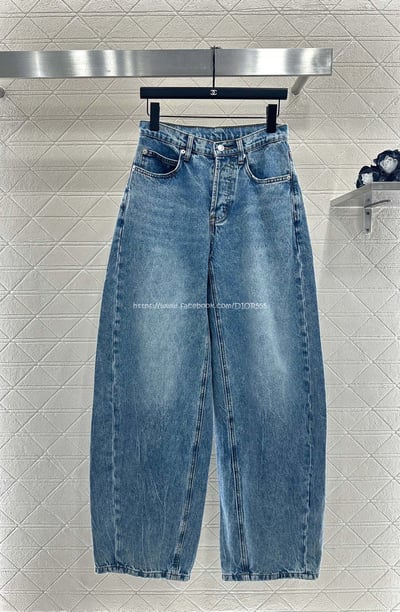 AW高腰褶皺牛仔彎刀褲8