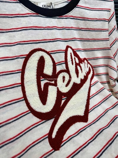 Celine竹節棉麻條紋T9