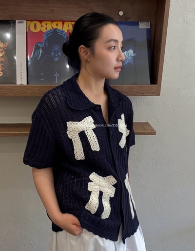 蝴蝶結針織短袖上衣9