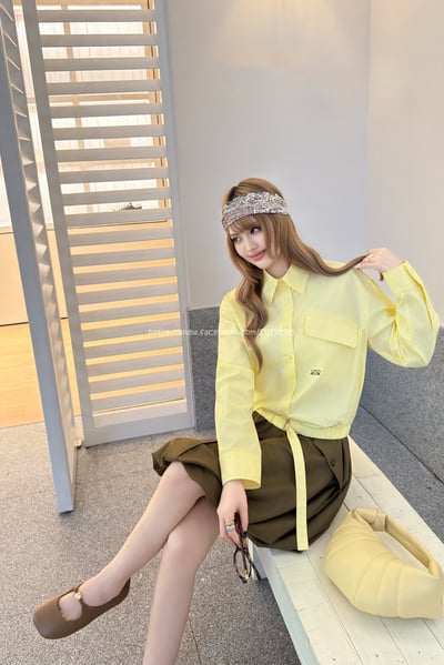 Loewe檸檬黃抽繩襯衫3