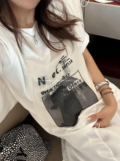 網紗印花短袖T 6