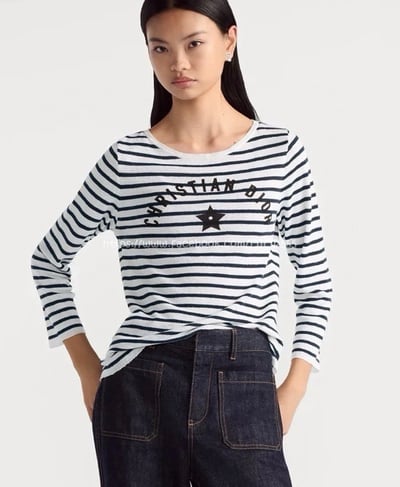 Dior五角星條紋圓領上衣1