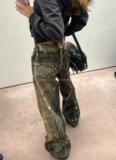 AC黑金鍊條牛仔褲2