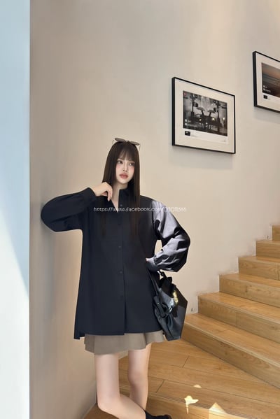 Loewe素色皮牌襯衫2