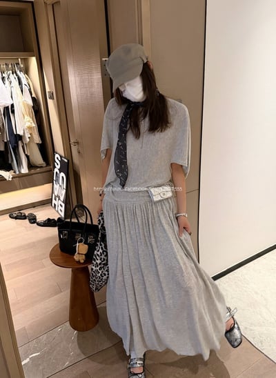 天絲亞麻長裙套裝(上衣+長裙)9